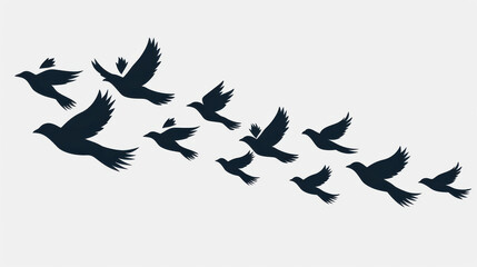 Obraz premium A serene silhouette of birds in harmony, captured in a striking contrast against a clean, clear backdrop. Perfect for nature lovers.