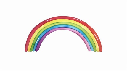 Fototapeta premium Bright and cheerful watercolor rainbow illustration, perfect for adding a touch of joy to any white background decor.