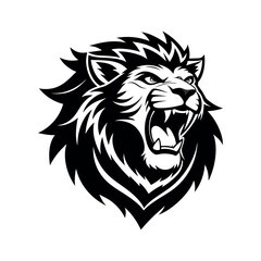 Obraz premium a male lion shouting and an icon with aggressive face