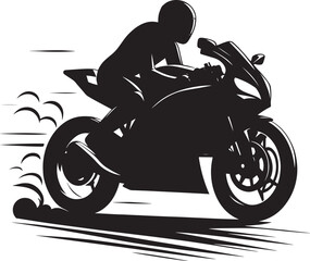 A person riding a motorbike silhouette flat vector illustration isolated on a white background