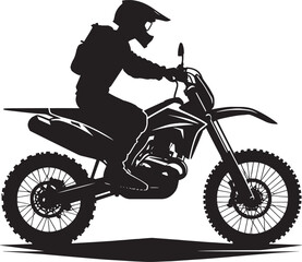 Fototapeta premium A person riding a motorbike silhouette flat vector illustration isolated on a white background