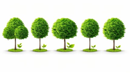 A serene collection of trees illustrated against a crisp white background, perfect for natureinspired design or dcor.