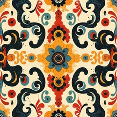 Fototapeta premium Ornamental Floral Pattern in Vibrant Colors