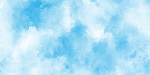 Hand painted abstract soft sky blue watercolor sky and clouds, Watercolor illustration art marble painting sky, soft light blue abstract gradient sky watercolor background wallpaper with clouds.	