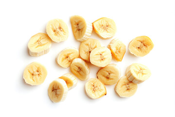 Banana Fruits Sliced ​​Into Pieces On White Background With Shadow For Design Solutions Created With Artificial Intelligence
