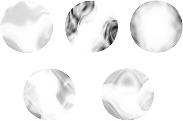Collection of 3D sphere abstract vector icons. Sphere depicted within a dotted halftone pattern on an isolated background.