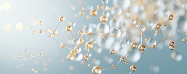A conceptual image of molecules transforming into gold atoms, illustrating the scientific principles of gold synthesis