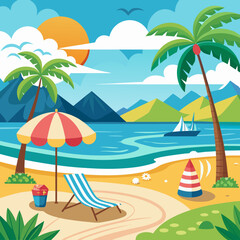 beach side vector illustration