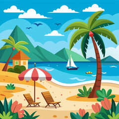 beach side vector illustration