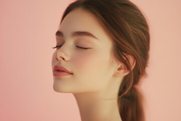 Fototapeta premium A close up of a girl's face with her eyes closed