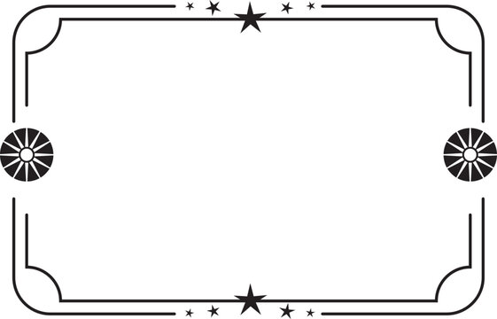 Minimal line art frame with rectangle borders. Vector decorative element, modern line art geometric frame with outline rectangular borders and minimalist boho ornaments.