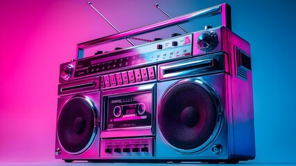 vibrant 3D illustration of a classic Boombox