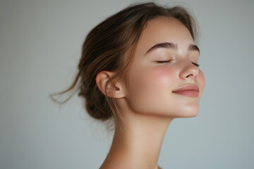 Fototapeta premium A close up of a girl's face with her eyes closed