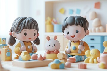 student in class, 3D render