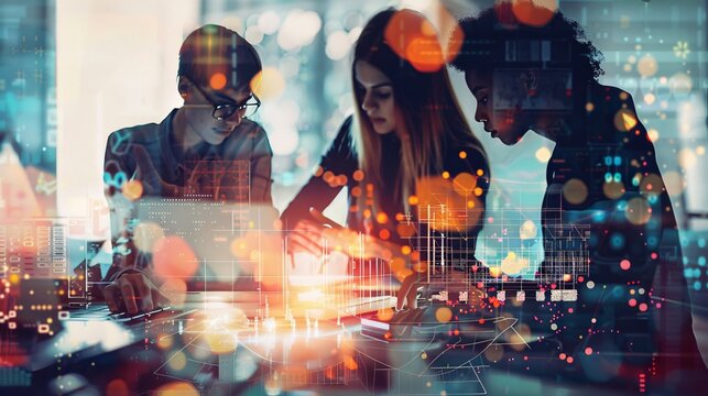 Collaborative Digital Art: Diverse Colleagues Working Together on a Project