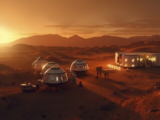 Expedition to mars, base on mars, astronauts, equipment