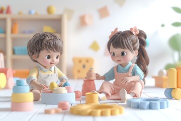 student in class, 3D render