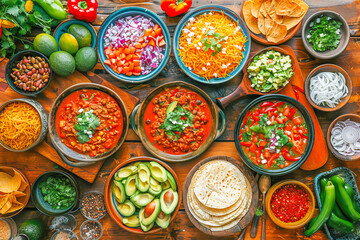 Fototapeta premium Preparing a delicious mexican chili con carne with fresh ingredients