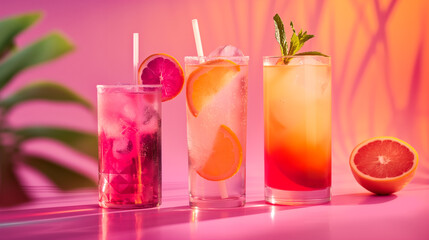 Tropical 3D Summer Drink Set A Collection of Refreshing Beverages
