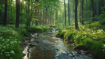 Obraz premium stream in the forest