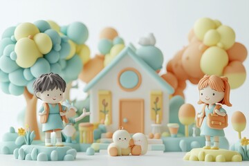 student in class, 3D render