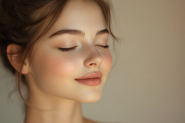 Fototapeta premium A close up of a girl's face with her eyes closed