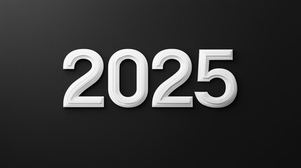 2025 lettering in a futuristic silver font