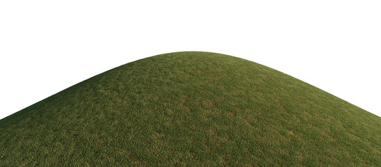 Hills with grass on a transparent background. 3D rendering.	
