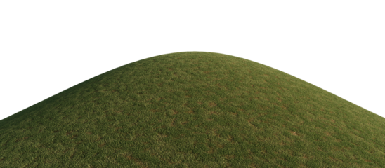 Hills with grass on a transparent background. 3D rendering.	
