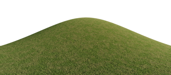 Hills with grass on a transparent background. 3D rendering.	
