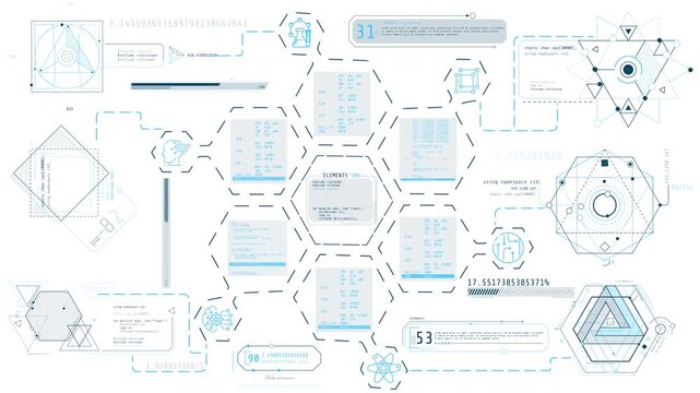 Infographics about programming, science and research, animated on alpha channel. - Powered by Adobe