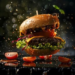 Gourmet Cheeseburger,  AI-generated image
