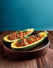 Stuffed zucchini with meat boats, Zucchini boats