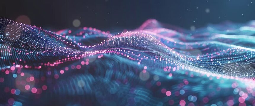 Motion Picture of Digital Particles of 3D Wavey Dots and Lines