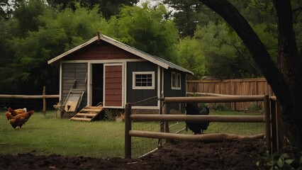 Chickens nesting peacefully in their cozy chicken coop