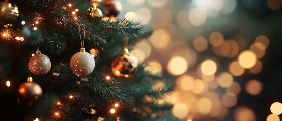 3d render illustration, close up of a christmas tree, ample space for text, christmas