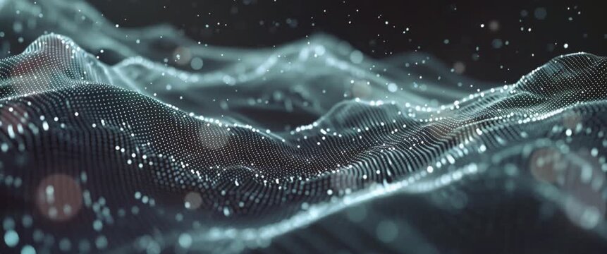 Motion Picture of Digital Particles of 3D Wavey Dots and Lines