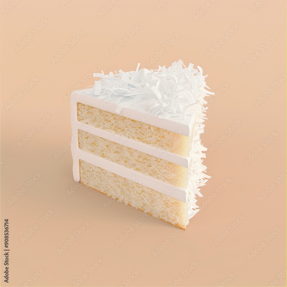 Poster A white cake with a white frosting and a white topping