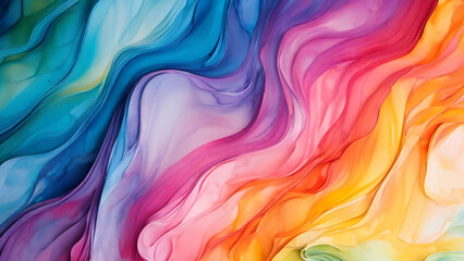 Fototapeta premium abstract colorful wavy layered paper background, colorful abstract psychedelic liquid and fluid background pattern, Abstract colorful background, Rainbow blurred texture, bright Abstract watercolor