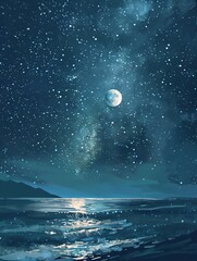 Celestial Glow: A Moonlit Sky