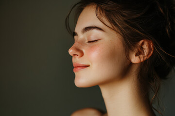 Fototapeta premium A close up of a girl's face with her eyes closed