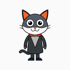 Super cat cartoon vector illustration for Halloween design, perfect for festive concepts.