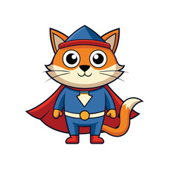 Super cat cartoon vector illustration for Halloween design, perfect for festive concepts.
