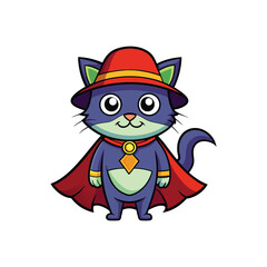 Super cat cartoon vector illustration for Halloween design, perfect for festive concepts.