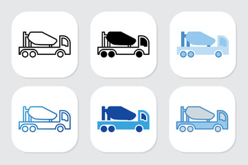 cement truck icons with various design styles	