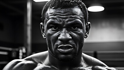 A Black and White Portrait of a Boxer