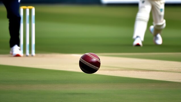 Cricket ball in mid-air