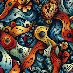 Abstract Floral Design with Vivid Colors