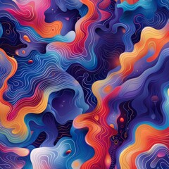 Abstract Cosmic Landscape with Vivid Hues