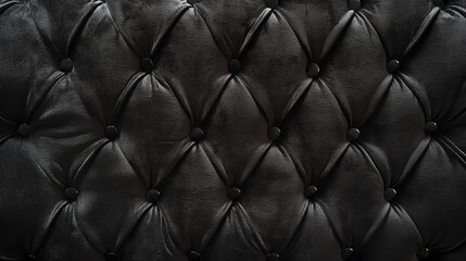 Fototapeta premium Timeless Elegance: A Luxurious Black Leather Upholstery Adorned with Intricate Button Tufting.時を超えるエレガンス 複雑なボタンスタッズで飾られた高級感のある黒革張り.Generative AI